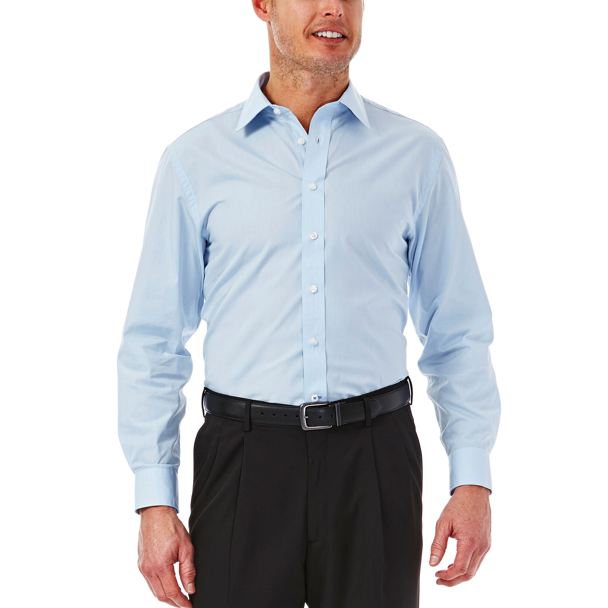 Haggar Solid Poplin Dress Shirt Sky (HW00080 Clothing Shirts & Tops) photo