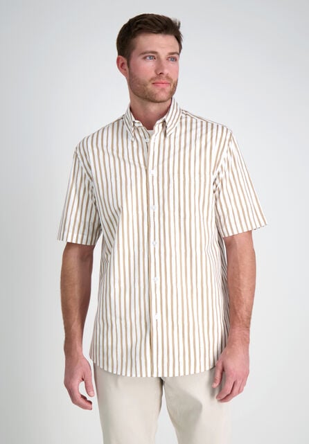 Short Sleeve Stripe Shirt, Khaki