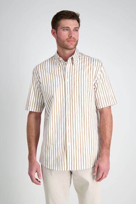 Short Sleeve Stripe Shirt, Khaki view# 1