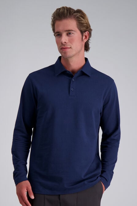French Terry Polo Shirt, Navy view# 1