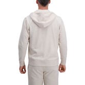 Full Zip Solid Fleece Hoodie Sweatshirt, Oatmeal view# 2