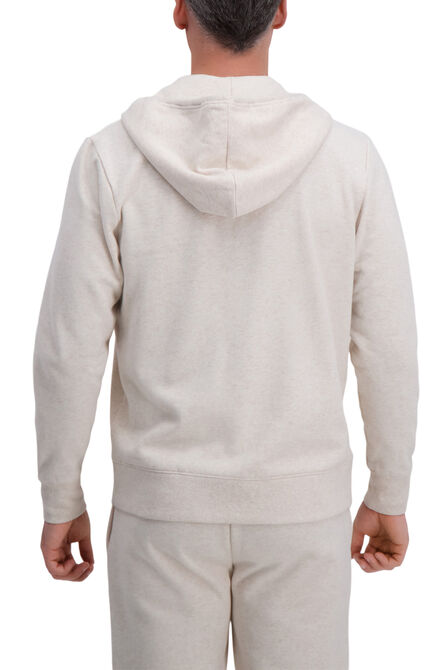 Full Zip Solid Fleece Hoodie Sweatshirt, Oatmeal view# 2