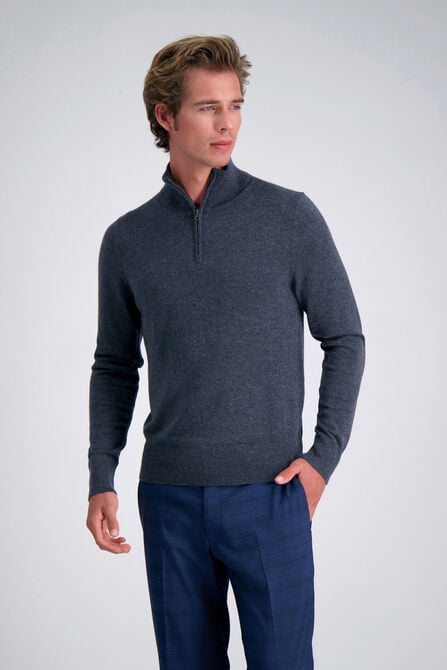 Long Sleeve Zip Sweater, Charcoal Htr view# 1