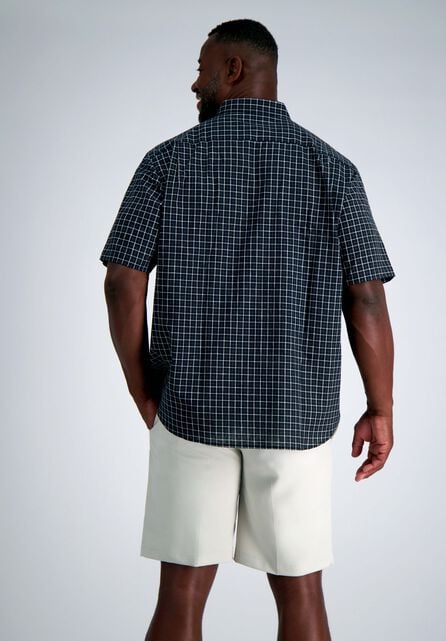 Big &amp; Tall Short Sleeve Button-Down Linen Shirt, Black