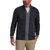 Full Zip Contrast Sweater, Navy Heather view# 1