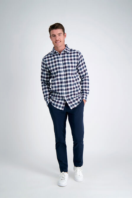 Windowpane Check Plaid Shirt, Navy view# 4