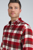 Long Flannel Plaid Shirt, Heather Burgundy view# 4