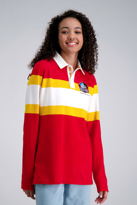 Pro Football Hall of Fame X Haggar - Vintage Wash Rugby Polo,  Crimson #293 view# 2