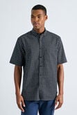 Short Sleeve Button-Down Linen Shirt, Black view# 1