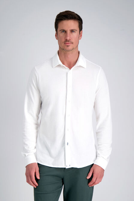 Long Sleeve Pique Shirt, White view# 1