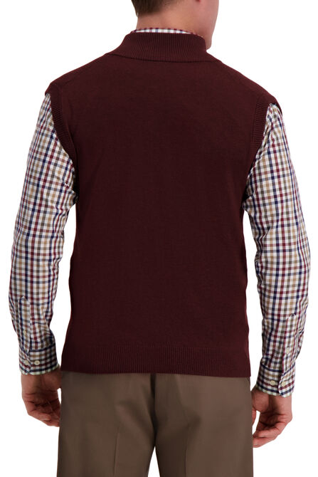 Contrast Quarter Zip Vest, Merlot Heather view# 2