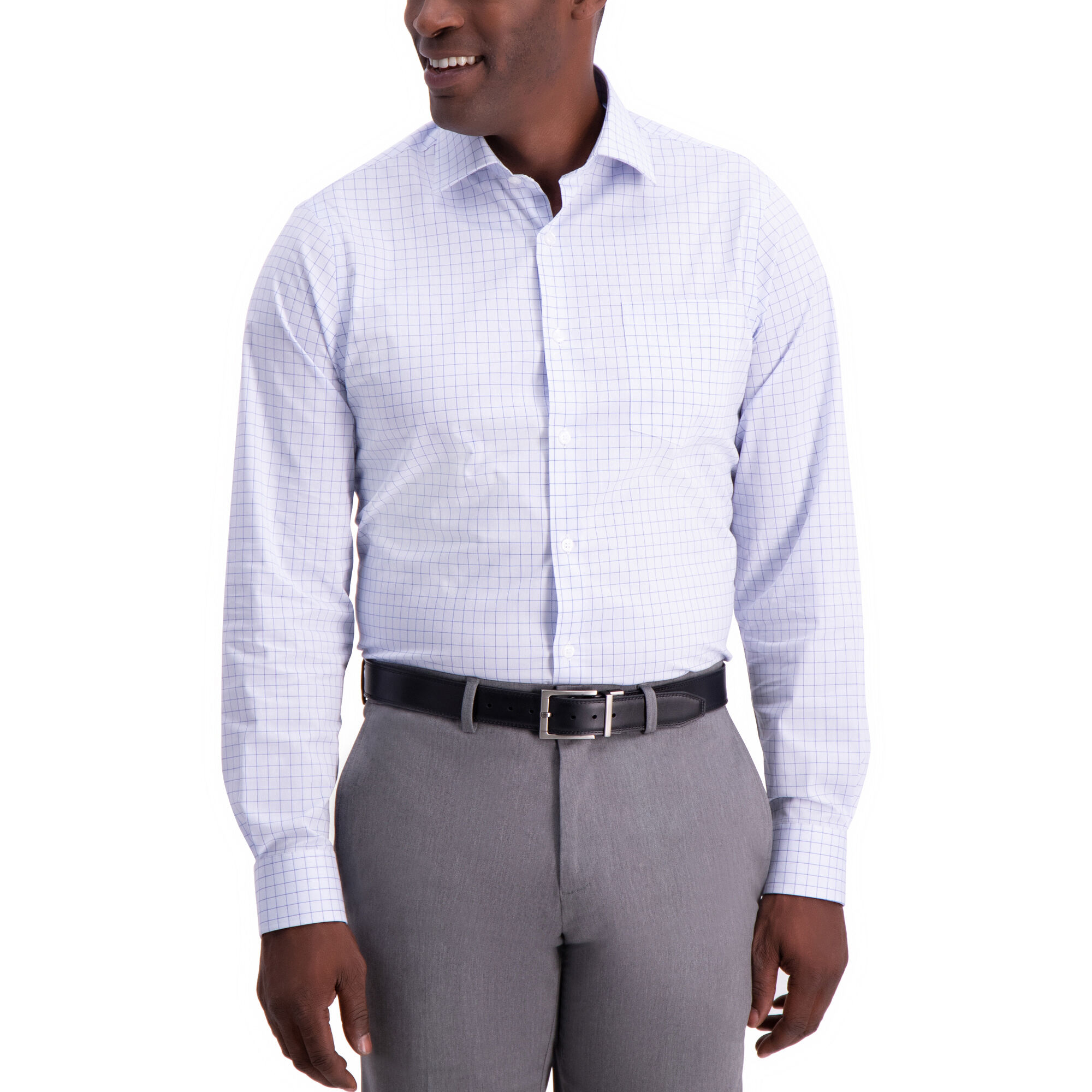 Haggar Graph Check Premium Comfort Dress Shirt Sky (HAG001HP104 Clothing Shirts & Tops) photo
