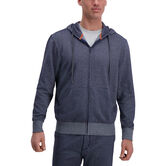 Full Zip Textured Fleece Hoodie Sweatshirt, Indigo view# 1