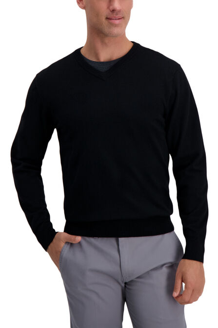 V-Neck Basic Sweater, Black view# 1