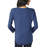 3/4 Sleeve Neck Detail Top, True Navy view# 2