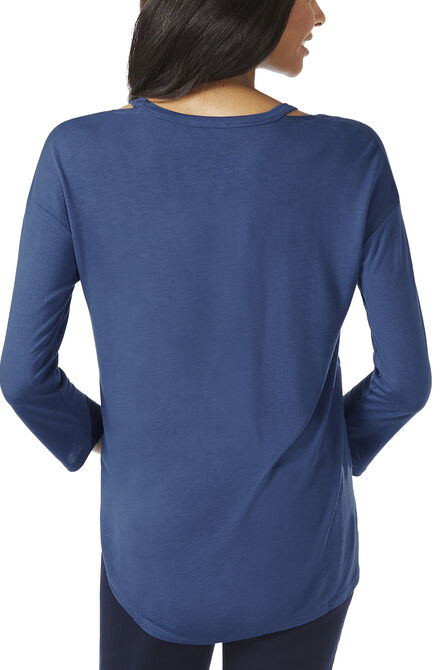 3/4 Sleeve Neck Detail Top, True Navy view# 2