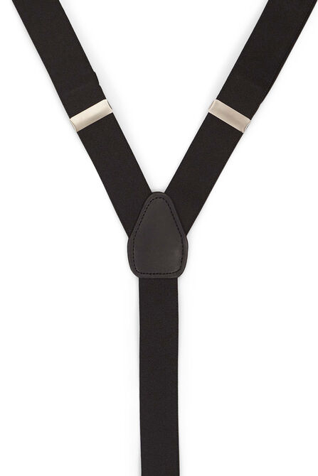 Solid Y-Back Adjustable Clip Suspender, Black view# 2