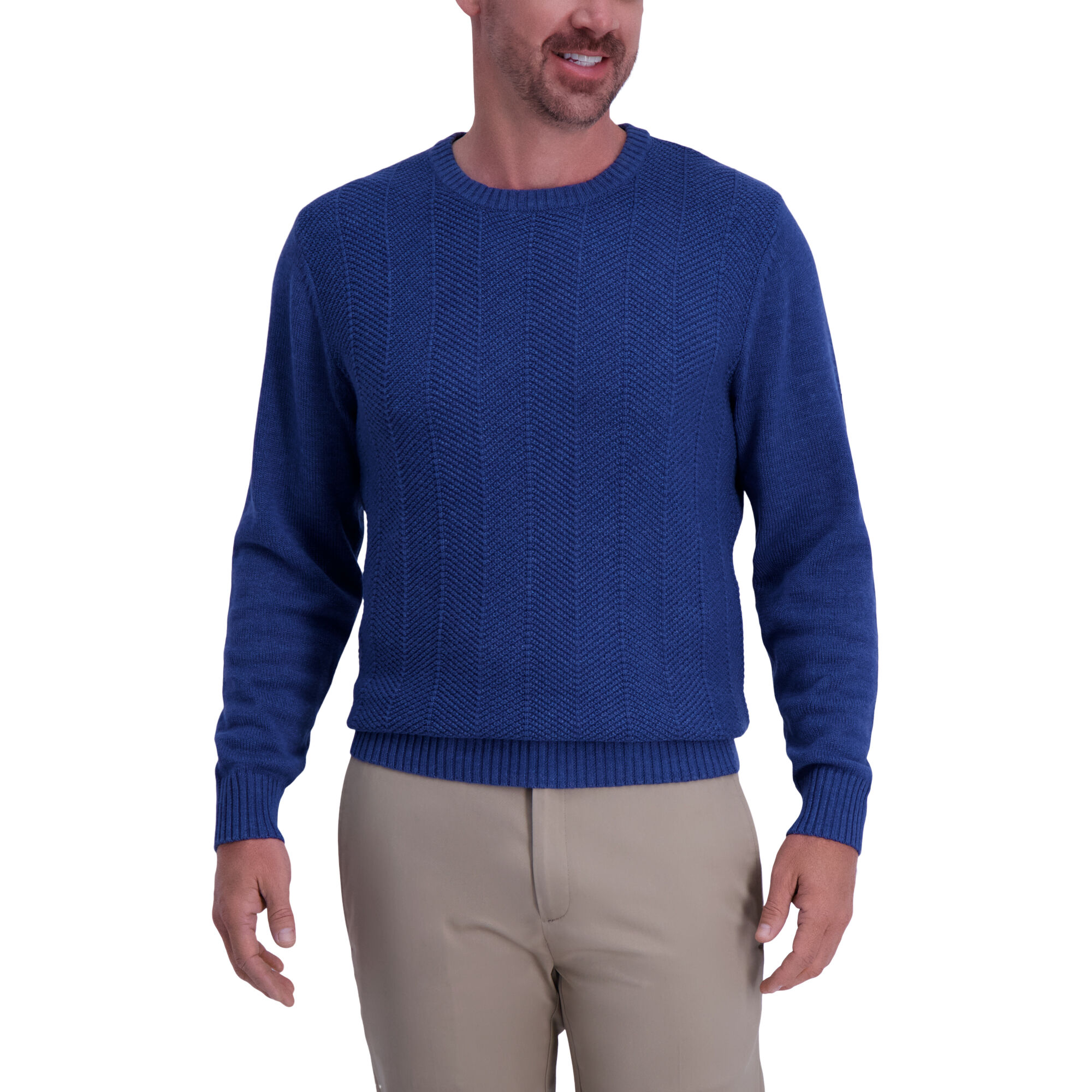 Haggar Solid Texture Crewneck Sweater Cobalt (HGHF9S6075) photo