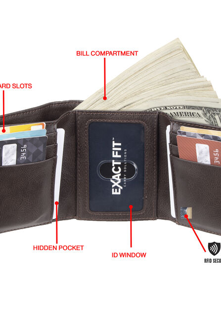 RFID Stretch Tri-fold Wallet, Brown view# 4