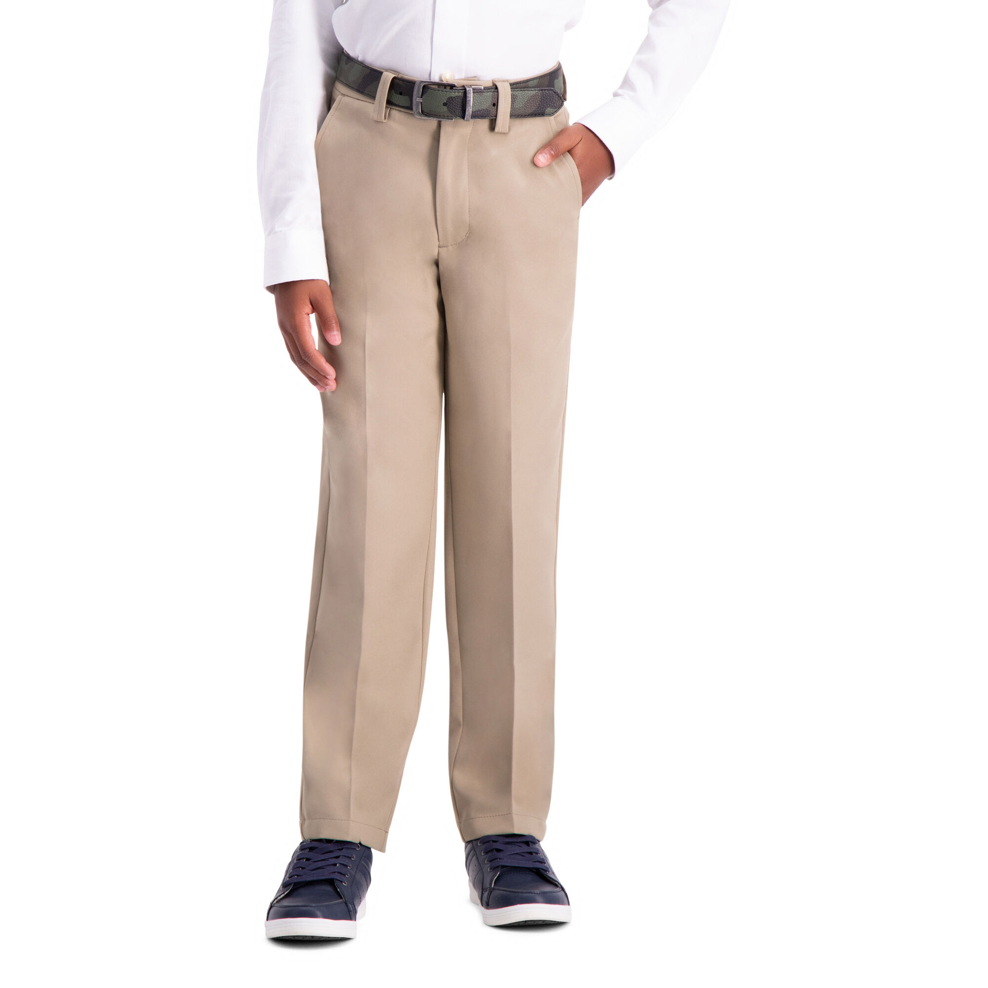 Haggar Boys Cool 18 Pro Pant (8-20) Tan (BCY8004 Clothing Pants) photo