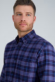Long Sleeve Flannel Plaid Shirt, BLUE view# 4