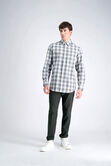 Long Sleeve Brushed Cotton Plaid Shirt, Heather Grey view# 3