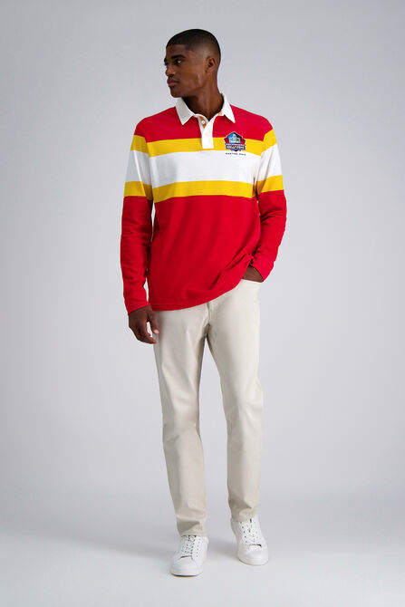 Pro Football Hall of Fame X Haggar - Vintage Wash Rugby Polo,  Crimson #293 view# 6