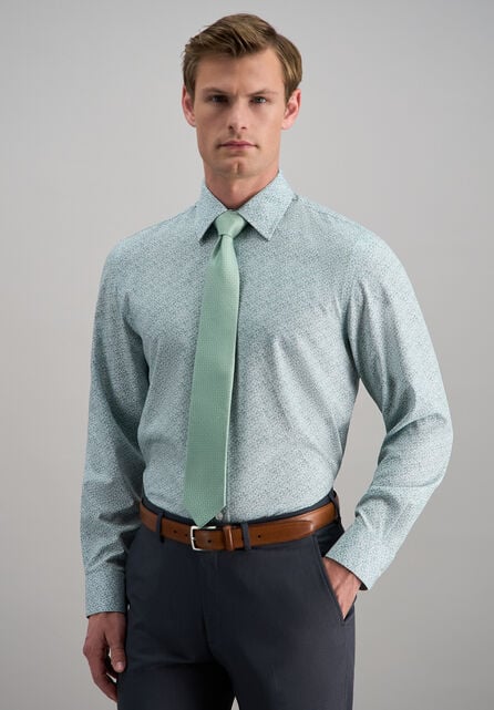 Smart Wash&reg; Dress Shirt - Forest Floral Print, Medium Green