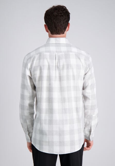 Long Sleeve Brushed Cotton Plaid Shirt, Grey