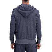 Full Zip Textured Fleece Hoodie Sweatshirt, Indigo view# 2