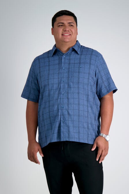 Big &amp; Tall Microfiber Plaid Shirt, Loondon Blue view# 1