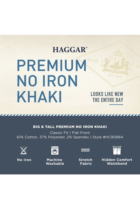 Big &amp; Tall Premium No Iron Khaki, Dark Navy view# 5