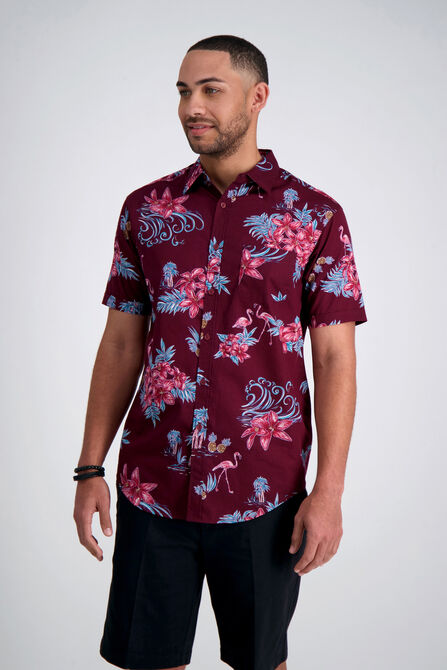 Floral Flamingo Shirt, Aubergine view# 1