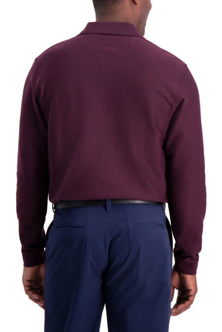 Allover Argyle Long Sleeve Knit Polo, Dark Red view# 2