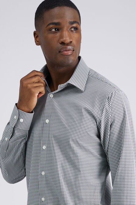 Smart Wash&trade; Dress Shirt - Black Check, Black / Charcoal view# 4