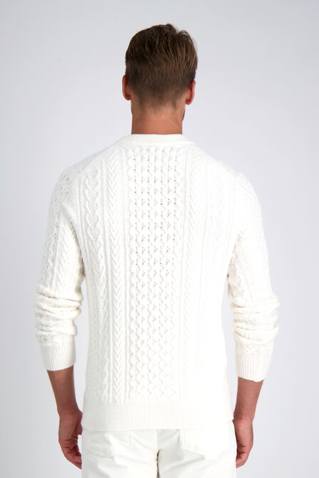 Long Sleeve Aran Cable Sweater, Winter White view# 2