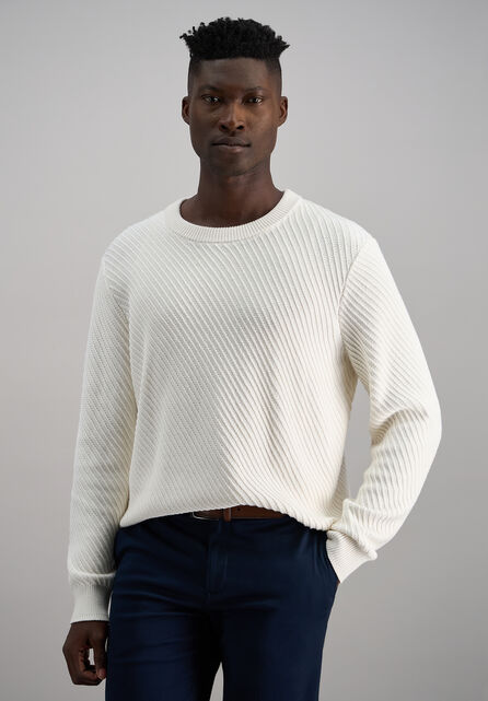 Long Sleeve Crewneck Sweater, Winter White