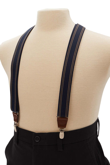 Stripe Y-Back Adjustable Clip Suspender, Heather Navy view# 4