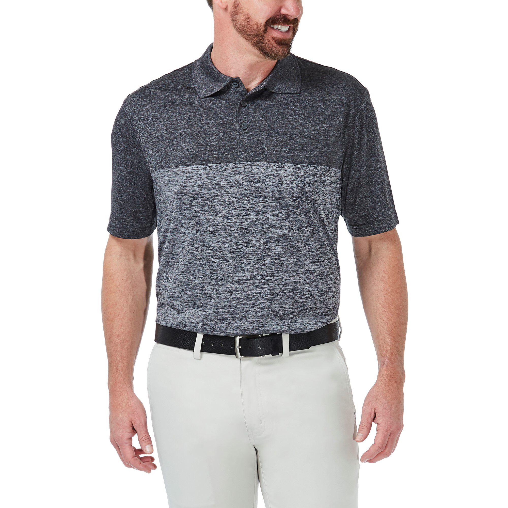 Haggar Cool 18 Block Space Dye Black Marl (027054 Clothing Shirts & Tops) photo