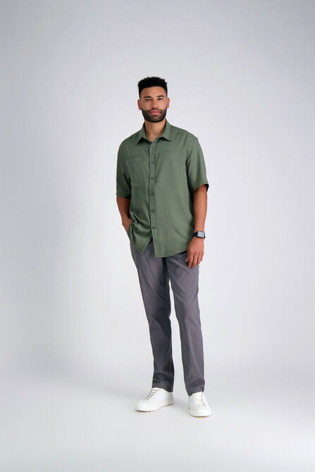 Dobby Button Down Shirt, Dark Green view# 3