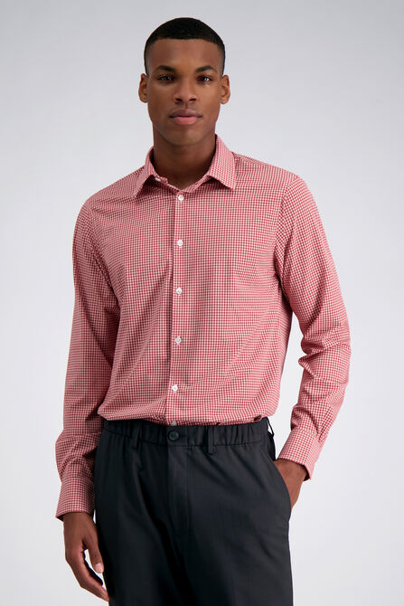 Smart Wash&trade; Dress Shirt - Dark Red Check, Red view# 1