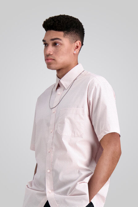 Poplin Button Down Shirt, Red view# 4