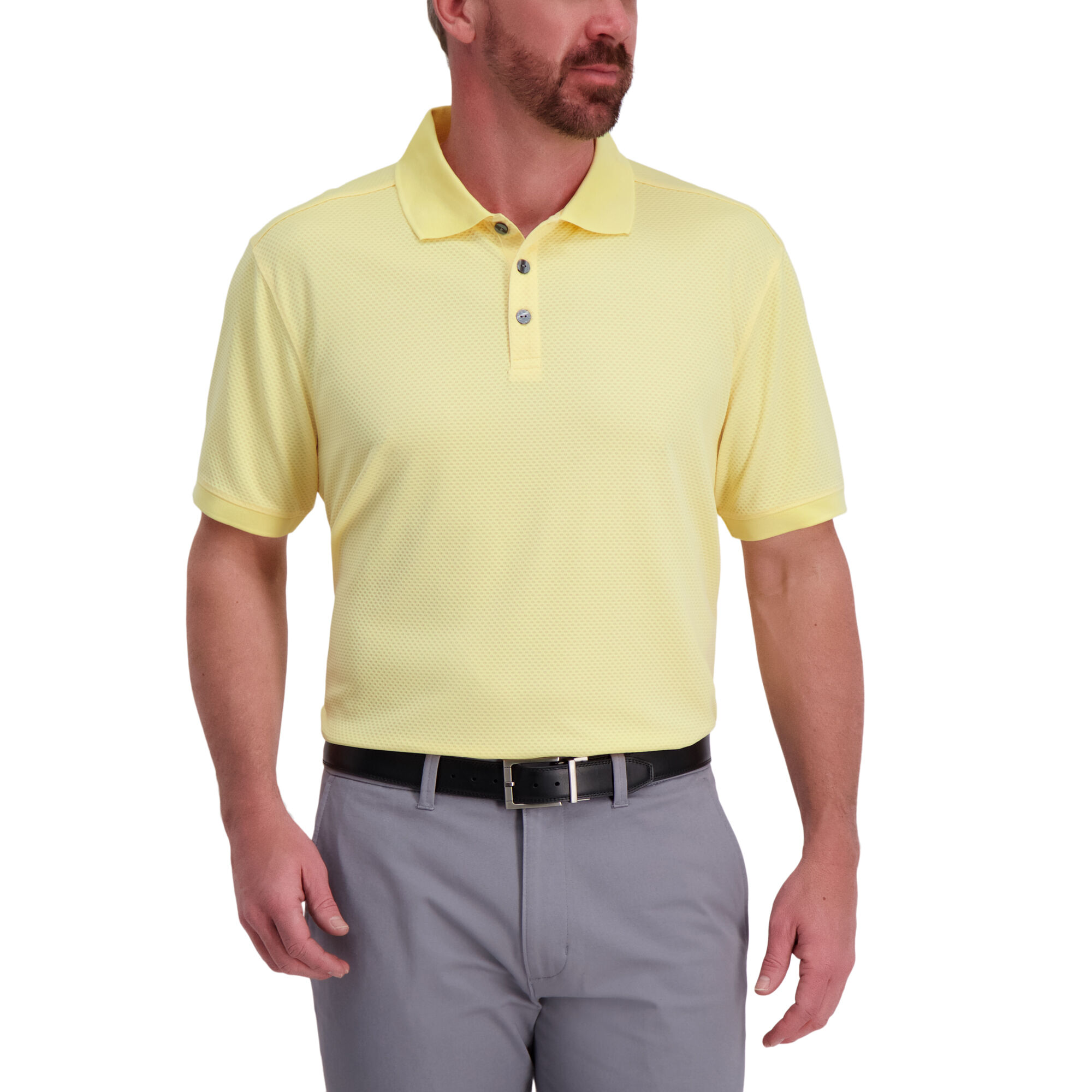 Haggar Cool 18 Pro Waffle Textured Golf Polo Pale Banana (028476) photo