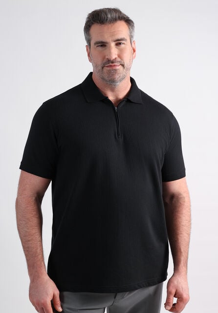 Big &amp; Tall Premium Comfort Quarter Zip Jacquard Polo, Light Pastel Grey