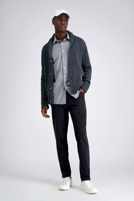 Smart Wash&trade; Dress Shirt - Black Check, Black / Charcoal view# 3