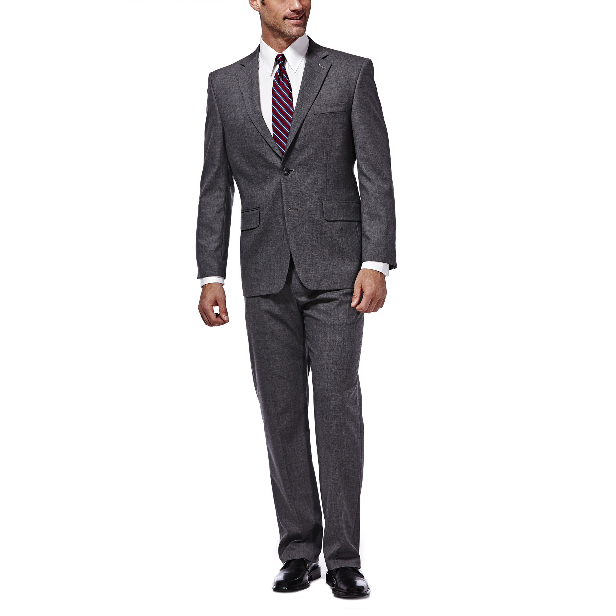 46S J.M Haggar Mens Sharkskin Premium Classic-Fit Stretch Suit Separate Coat Chocolate Blazer
