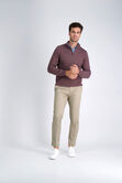 Quarter Zip Mock Neck, Heather Burgundy view# 3