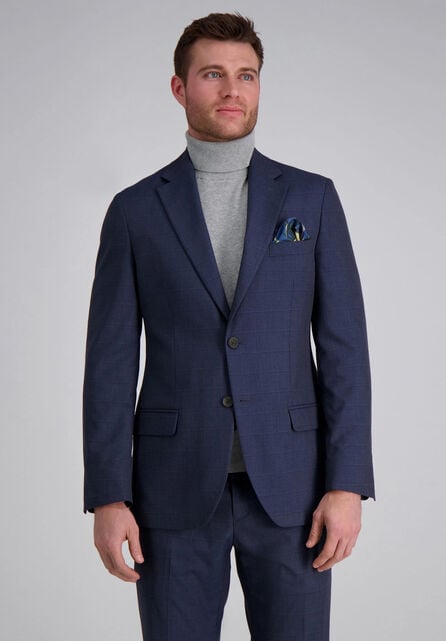 J.M. Haggar Windowpane Suit Jacket, Blue Htr