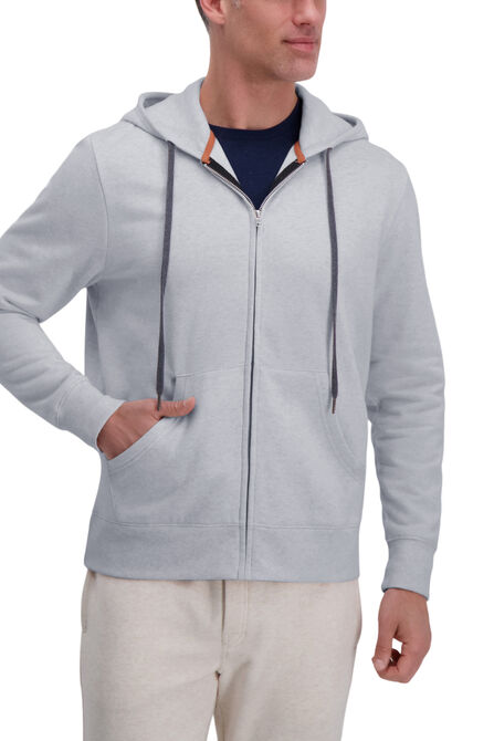 Full Zip Solid Fleece Hoodie Sweatshirt, Heather Grey view# 1