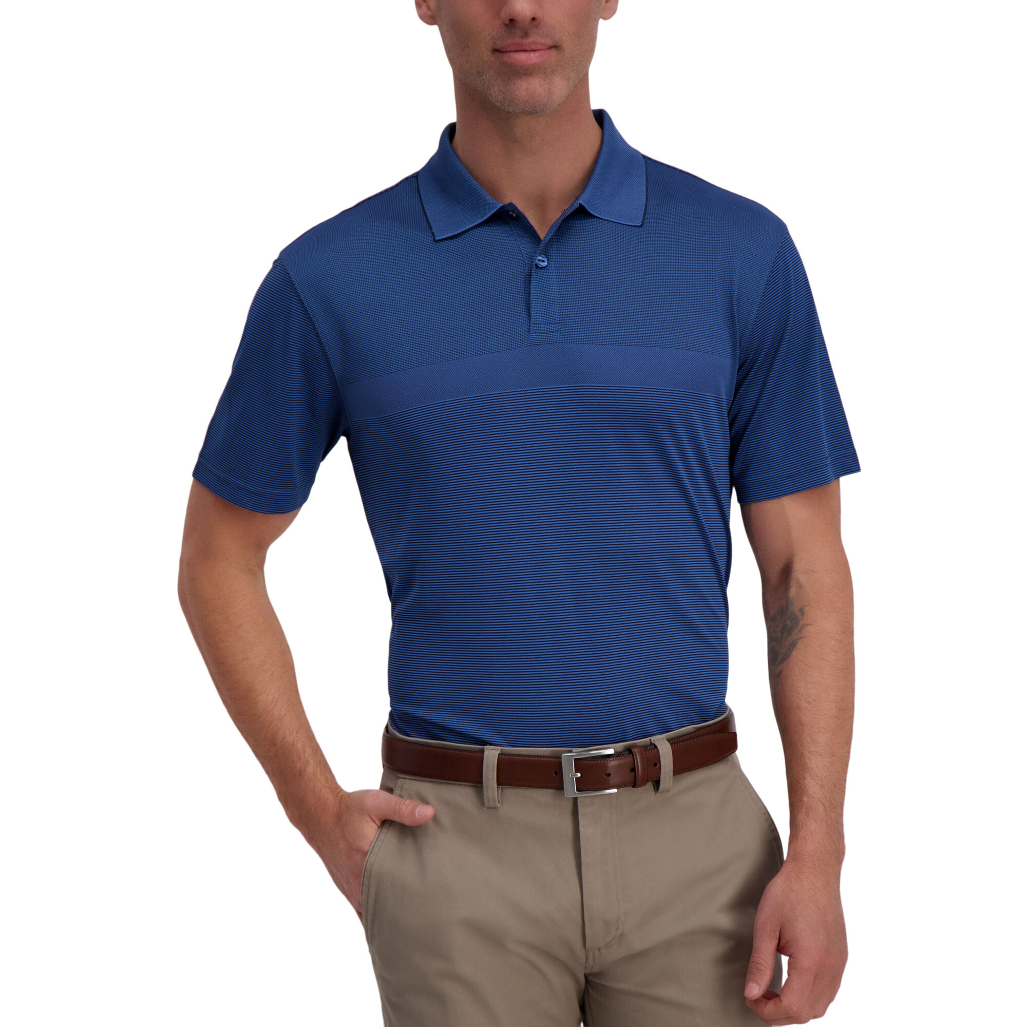 Haggar Cool 18 Pro Block Textured Golf Polo Peacoat (028465) photo